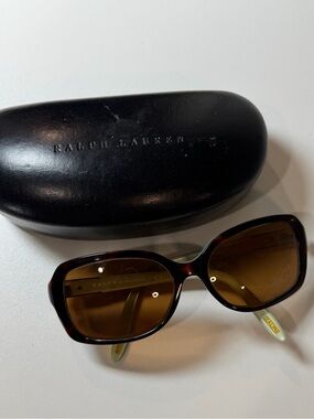 Classic Ralph Lauren Tortoiseshell Brown Gradient Teal Oversized Sunglasses